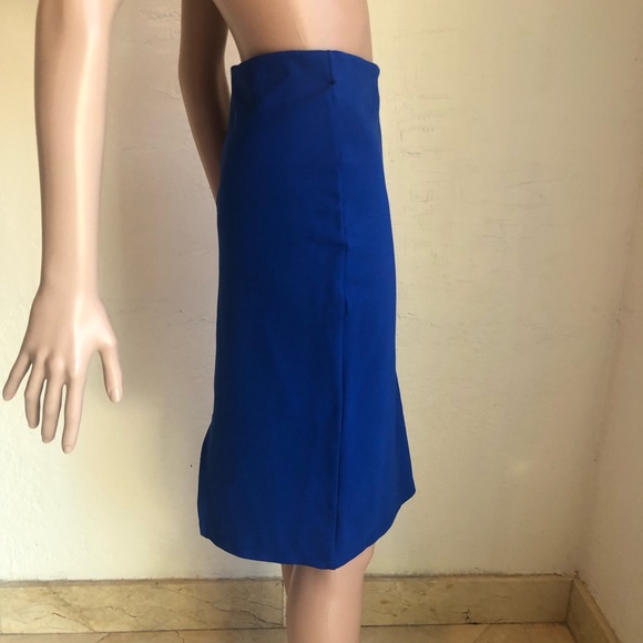 Studio F Royal Blue High-Waisted Elastic Pencil Skirt Back Slip Women’s Size 12 - Picture 5 of 16